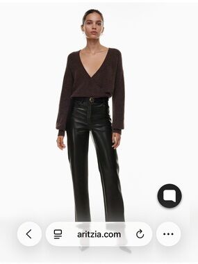 Aritzia Black Faux Leather Melina Straight-Leg Pants